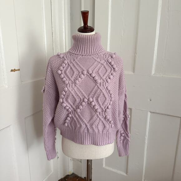Forever 21 Pom Pom Lavender Turtleneck Sweater - Picture 1 of 5